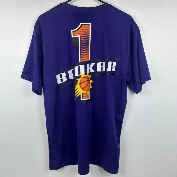 NBA Mens Phoenix Suns Crewneck Basketball #1 Devin Booker Purple T-Shirt Large - Picture 2 of 9